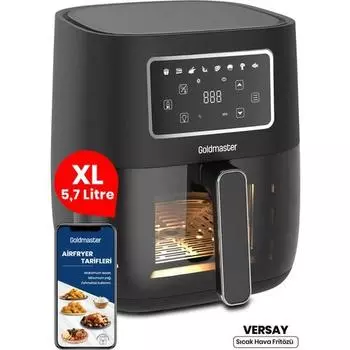 Goldmaster Versay 1700W Xl Touch 8 с предустановленной стеклянной крышкой, бункером, аэрофритюрницей с подсветкой, фритюрницей с горячим воздухом