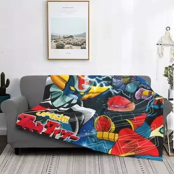 Goldrake UFO Robot Blanket Soft Flannel Fleece Warm Grendizer Mazinger Throw Blankets for Office Bedding Couch Bedspreads 40x50in