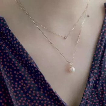 Goldtutu Летняя ночь Вечерний ветер 9-каратное золото капля циркония пресноводный жемчуг темперамент щедрое ожерелье кулон подарок 45cm