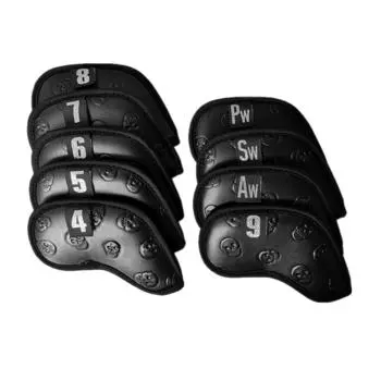 Golf 9Pcs Headcover Irons Covers Anti-slip Head Iron Skull Club Golfer Gift