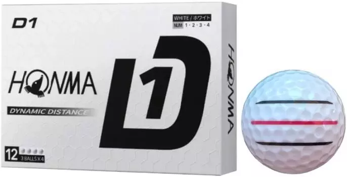 Golf Ball Honma Golf Honma D1 2024 with Lines 1 [Hapiraki_Golf Line] (White Dozen_3 Lines) белый