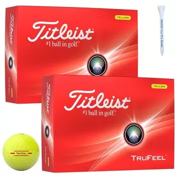 Golf Ball Trufeel Yellow 2024 Trufeel Yellow Feel Distance Spin Original Wood Tee (2 Dozen, Yellow)