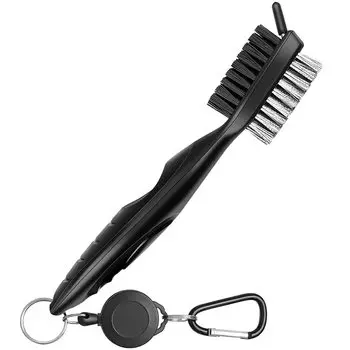 Golf Brush 3in1 Golf Cleaning Brush Golf Club Cleaning Brush Portable Brush with Extending Reel and Carabiner Versatile Double-Sided Clip, Convenient,