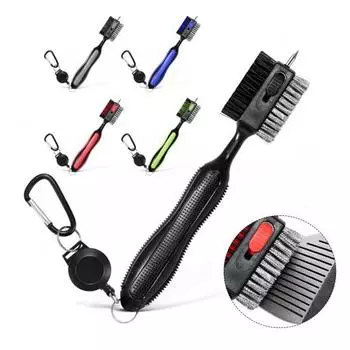 Golf Club Brush Golf Club Cleaner Tool with Magnetic Retractable Carabiner Golf зелёный