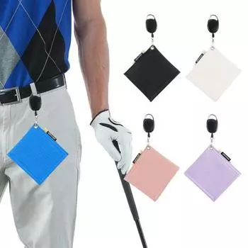 Салфетка для протирки головки клюшки для гольфа из искусственной кожи с переносным крючком для пряжки розовый