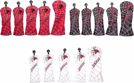 Чехол для гольф-головки, чехол для водителя, деревянный чехол FW, комплект чехлов UT, паук с меткой для переоборудования, 5 шт. (черный) чёрный