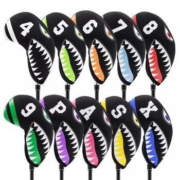 Golf Head Cover Iron Cover for Irons Made of Neoprene Stretchable Numbered 10 Piece Set X Shark 4-9 P, A, S,