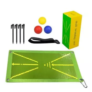 Golf Practice Mat Golf Swing Track Hitting Training Mat Swing Path Pads with Balls Golf Training Equipment