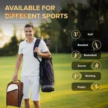 Сумка для обуви для гольфа с застежкой-молнией, большая вместимость, водонепроницаемая, износостойкая, спортивная сумка с ремешком и боковым карманом для аксессуаров коричневый