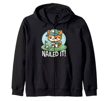 golfer cat nailed zip hoodie it! чёрный