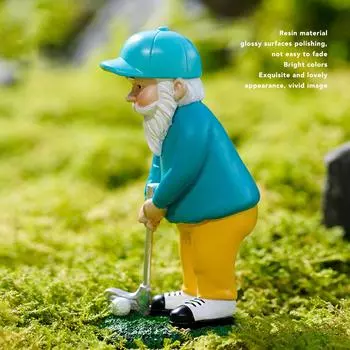 Игрок в гольф, садовый гном, изысканное яркое изображение, устойчивость к атмосферным воздействиям, игра в гольф, статуя гнома, декор для газона, ландшафта