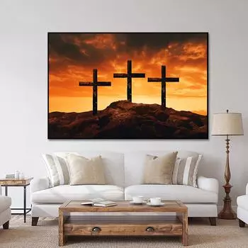 Голгофа, христианский крест, картина, религия, настенное искусство, холст, постер, Пасхальный Иисус Христос, картина, принты для гостиной, домашний декор 21x30cm No Framed