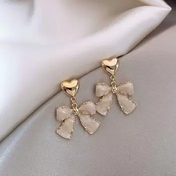 Golicc Enamel Bows Love Heart Stud Earrings Special Interest Earrings 2025 New Arrival Best Selling Fancy Graceful Earrings Women Bows (main drawing)