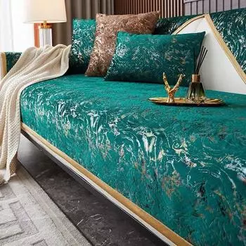 Голландский бархат с технологией позолоты, чехол для дивана, подушка для дивана, четырехсезонное полотенце для дивана, противоскользящее легкое роскошное кожаное одеяло для дивана 70x70cm 1pcs