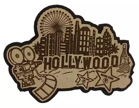 Голливудский гравированный магнит на холодильник сувенирный подарок 4 x 3 коричневый