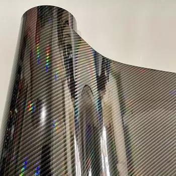 Голографическая черная виниловая пленка из углеродного волокна, воздухоотводящая пленка для автомобиля «сделай сам», виниловые автомобильные наклейки 10cm x 152cm серебряный