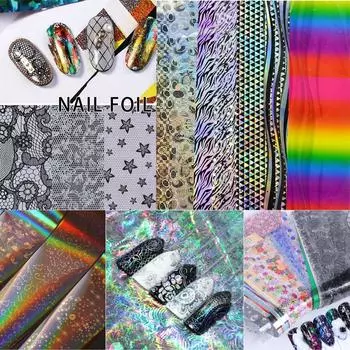 Голографическая фольга УФ-гель обертывания DIY нейл-арт украшения ногтей клейкие наклейки переводная фольга наклейка #1