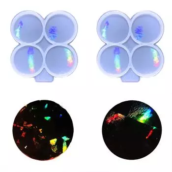 Голографическая форма для держателя телефона из смолы, 4-полостная силиконовая форма для верхней части гнезда телефона, круглая форма для литья из эпоксидной смолы, DIY-телефон