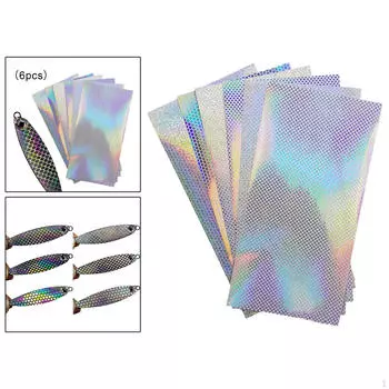 Голографическая наклейка на рыболовные приманки, 6 шт., рыбья чешуя, лента, поделки, сделай сам, флеш-приманка для металла