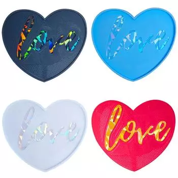 Голографическая подставка, силиконовая форма, сердце, поднос для кофе, коврик для чашки, формы для литья из эпоксидной смолы, сделай сам, ремесло, кухня, дом, декабрь чёрный