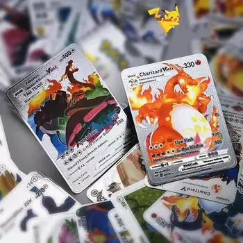 Голографические радужные карты с покемонами, металлические, черные, золотые, серебряные, Vmax GX Mega Energy Trainer, аниме, боевая карточка, коллекционная карточная игра, коллекция детских игрушек, подарок