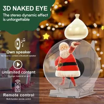 Голографические рекламные огни Naked-Eye 3D, 3D-проектор, лампа с воспроизведением музыки, голографический вентилятор, рождественский домашний декор, праздничный подарок With Plastic Bracket