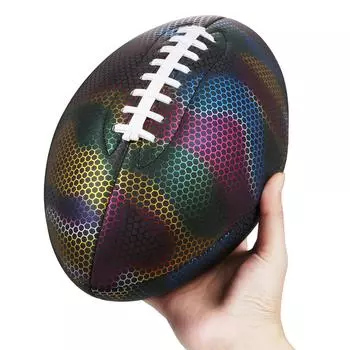 Голографический светоотражающий футбольный светящийся светящийся регби в помещении и на открытом воздухе кожаные футбольные подарки для разноцветный