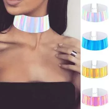 Голографическое колье женское лазерное колье ручной работы Радуга в стиле панк готическое ожерелье