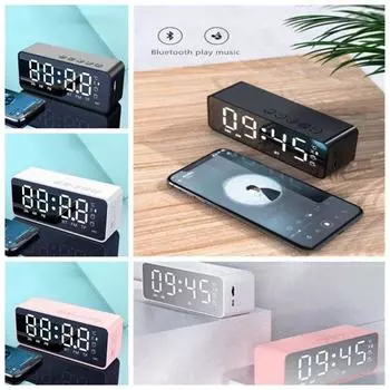 Голосовые подсказки G50 Беспроводной динамик Зеркало Будильник Динамик Компьютер/ПК/Ноутбук/Телефон розовый