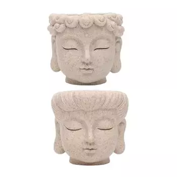 Голова Будды Цветочный горшок Ваза с бутонами Кашпо Декор Скульптура Контейнеры для растений для стола Центральная часть Домашний офис Рабочий стол Кухня