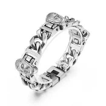 Голова Будды Персонализированный мужской браслет с пряжкой Браслет из титановой стали