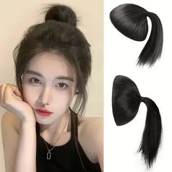 Голова для создания пучка, мешок для волос, пушистый шар, резинка для волос, хвостик, накладки для волос ежедневно естественный/чёрный