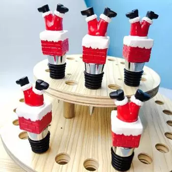 Голова и ноги из смолы, пробка Санта-Клауса из цинкового сплава, рождественская елка, пробковые бутылки, рождественский подарок красный