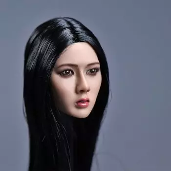 Голова лепит азиатскую красивую женскую голову, черные длинные волосы, модель для резьбы, подходит для тела 12 дюймов 1/6