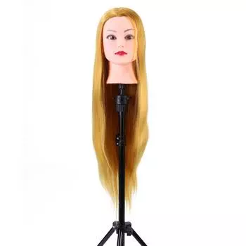 Голова манекена из синтетического волокна Парикмахерская Голова для обучения Косметология Голова куклы Блондин