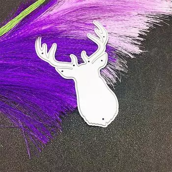 Голова оленя и рога художественный фон Скрапбукинг металлические штампы трафареты для DIY альбом декор бумажной карты серебряный