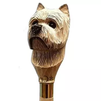 Голова собаки породы керн-терьер, резная ручка, уникальный стиль, деревянная трость, подарок