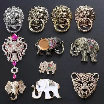 Голова животного из винтажного сплава с инкрустацией бриллиантами для самостоятельного изготовления D692 Oil-dripping Elephant