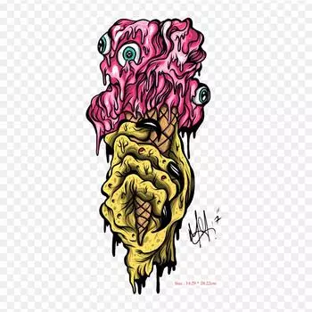 Голова зомби рисунок утюгом на термопереносной печати виниловые нашивки наклейки для одежды DIY аппликации моющиеся нашивки