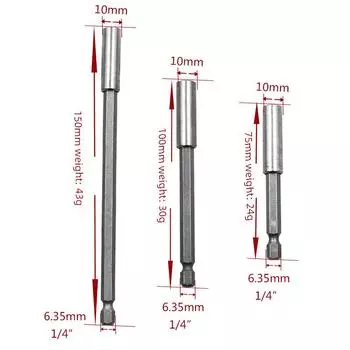 Головка электрической отвертки с магнитом 1/4 и быстрым адаптером с удлинителем 6,35 мм 1/4X60mm