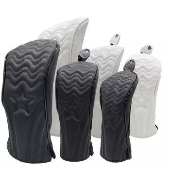 Головка для гольфа из высококачественного полиуретана для головки водителя, одинарная с меткой для конвертации в чехол, кожа, дерево, FW, утилита, UT, чехол, предмет, волна, черный, (белый,