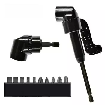 Головка отвертки с углом наклона 105 градусов и шестигранной ручкой идеально подходит для работы в узких углах при установке электрических розеток. Идеально подходит для использования с электродрелью. 10-piece set