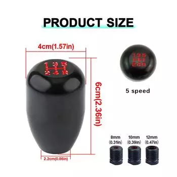 Головка переключения передач автомобиля из алюминиевого сплава, торсионная головка переключения передач автомобиля, головка джойстика переключения передач, детали салона автомобиля, 3 адаптера чёрный