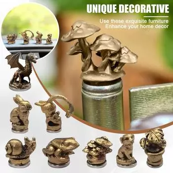 Головка петли для украшения домаВинтажные головки дверных петель в виде животных Декоративный набор из 3 бронзовых головок петли для животных Магнитная дверная петля One Size