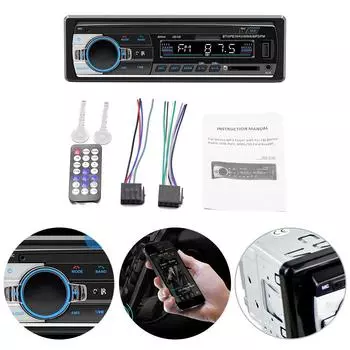 Головное устройство 1 DIN, Bluetooth, громкая связь, автомагнитола, RDS, стерео, MP3-плеер, USB SD чёрный