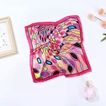 Головной платок, имитация шелка, повязка на голову, яркий цвет, этнические принты, квадрат B