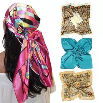 Головной платок, искусственный шелк, повязка на голову, шейный платок, яркий цвет, этнические принты, квадратная форма, повседневный платок для работы на открытом воздухе B