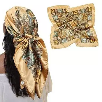 Головной платок, искусственный шелк, повязка на голову, шейный платок, яркий цвет, этнические принты, квадратная форма, повседневный платок для работы на открытом воздухе B