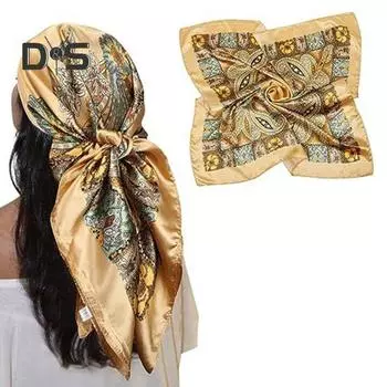 Головной платок, искусственный шелк, повязка на голову, шейный платок, яркий цвет, этнические принты, квадратная форма, повседневный платок для работы на открытом воздухе B