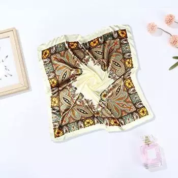 Головной платок Yousheng, искусственный шелк, повязка на голову, шею, яркий цвет, этнические принты, квадратная форма, повседневный головной платок для работы на открытом воздухе B